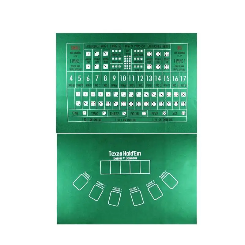 Mantel de Fieltro para Juego de Mesa, Doble Cara, 60*90cm, para 5 Jugadores, para Baccarat, Póker, Texas Hold'em, Fichas de Póker y Cartas de Juego