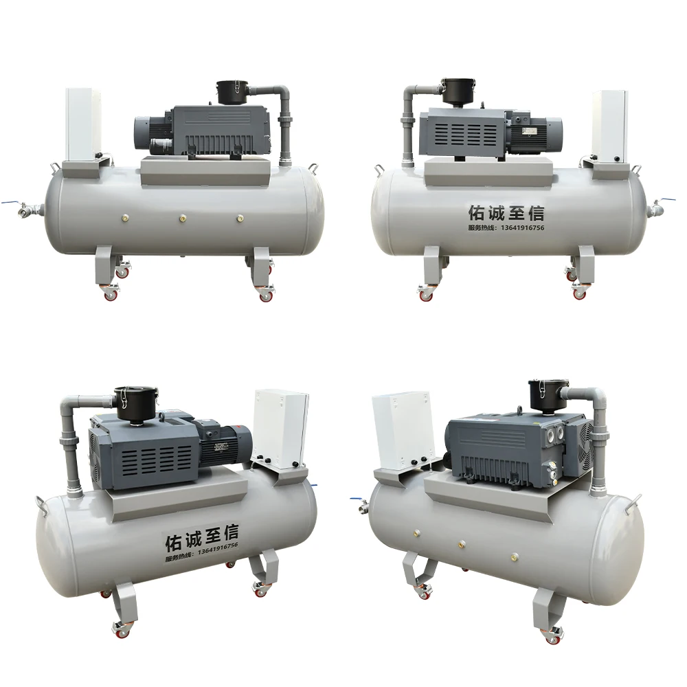 140m3/H -100KPa 380V 3500W الروتاري ريشة مضخة تفريغ مجموعة ضاغط الهواء رأس المضخة مع خزان الهواء 300L