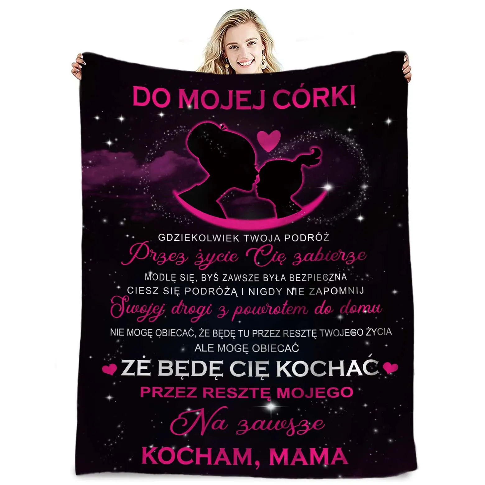 Polish Language To My Daughter Blanket Soft Flannel Blanket Sofa Bed Cover Express Love Message Nap Blanket Christmas Gift