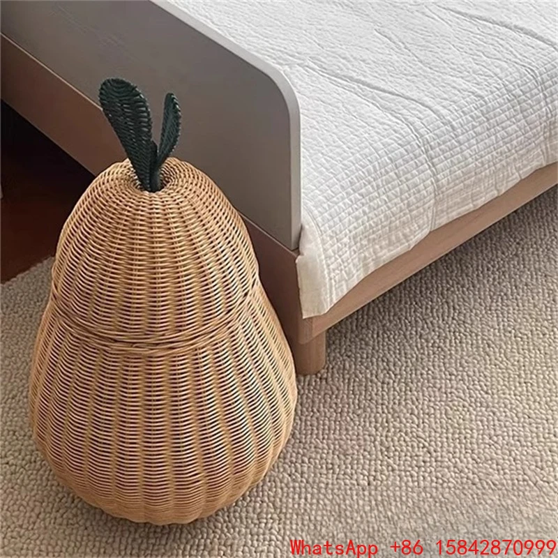 

Cute rattan pear sundries basket dirty clothes basket toy storage basket
