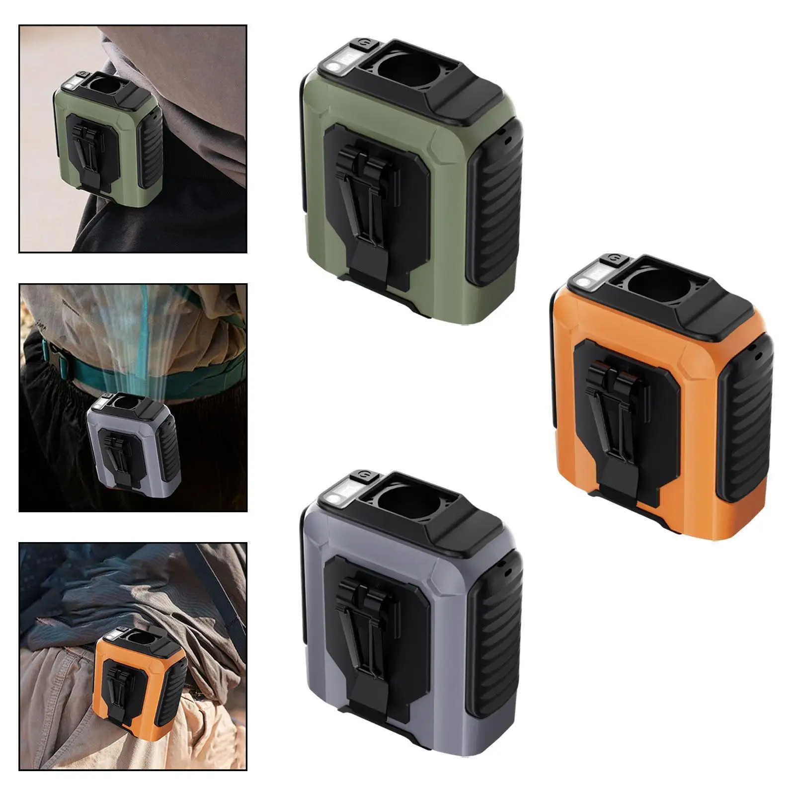 허리 클립 팬 손전등 100단계 강풍 핸즈프리 벨트 클립 팬 (농장, 택배, 사이클링, 하이킹, 야외 활동용)