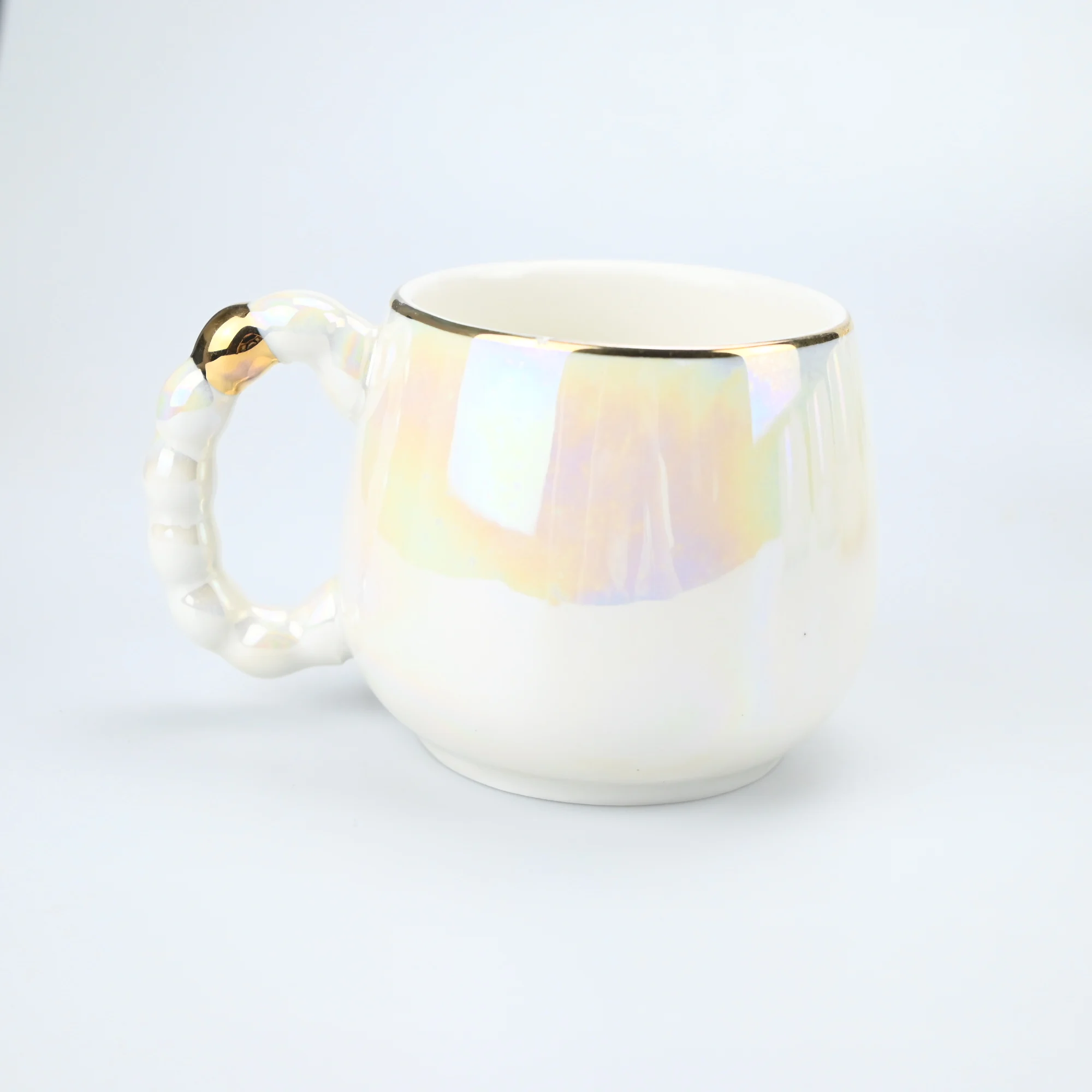 1 قطعة/6 قطعة/8 قطعة طقم شاي بورسلين طلاء ملون-إبريق شاي سيراميك ملون لؤلؤي وقهوة وشاي وكريمة وغلاية