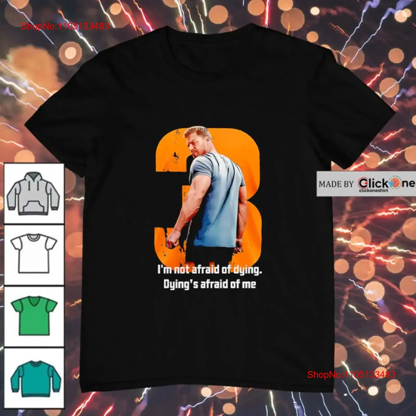 جاك ريتشر 3 أنا لست خائف من الموت S Me تي شيرت عتيق مغسول ممتد متعدد الاستخدامات للارتداء اليومي قابل للتنفس #1