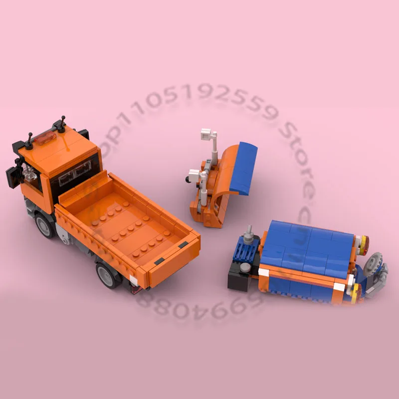 443 PCS Transport Car Snow Plow Lorry MOC Customize Modular Building Block Model Technology Popular DIY Boys Toy Birthday Gift