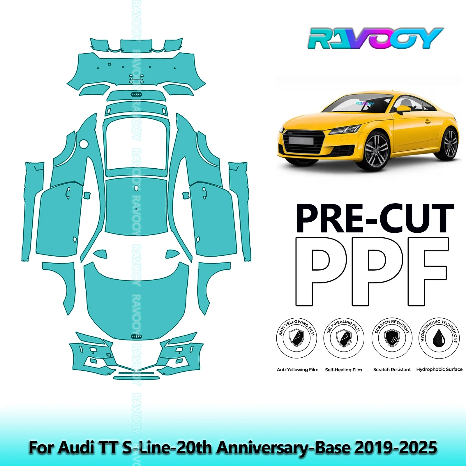 

Full Vehicle Clear Bra Precut PPF Paint Protection Film For Audi TT S-Line-20th Anniversary-Base 2019-2025