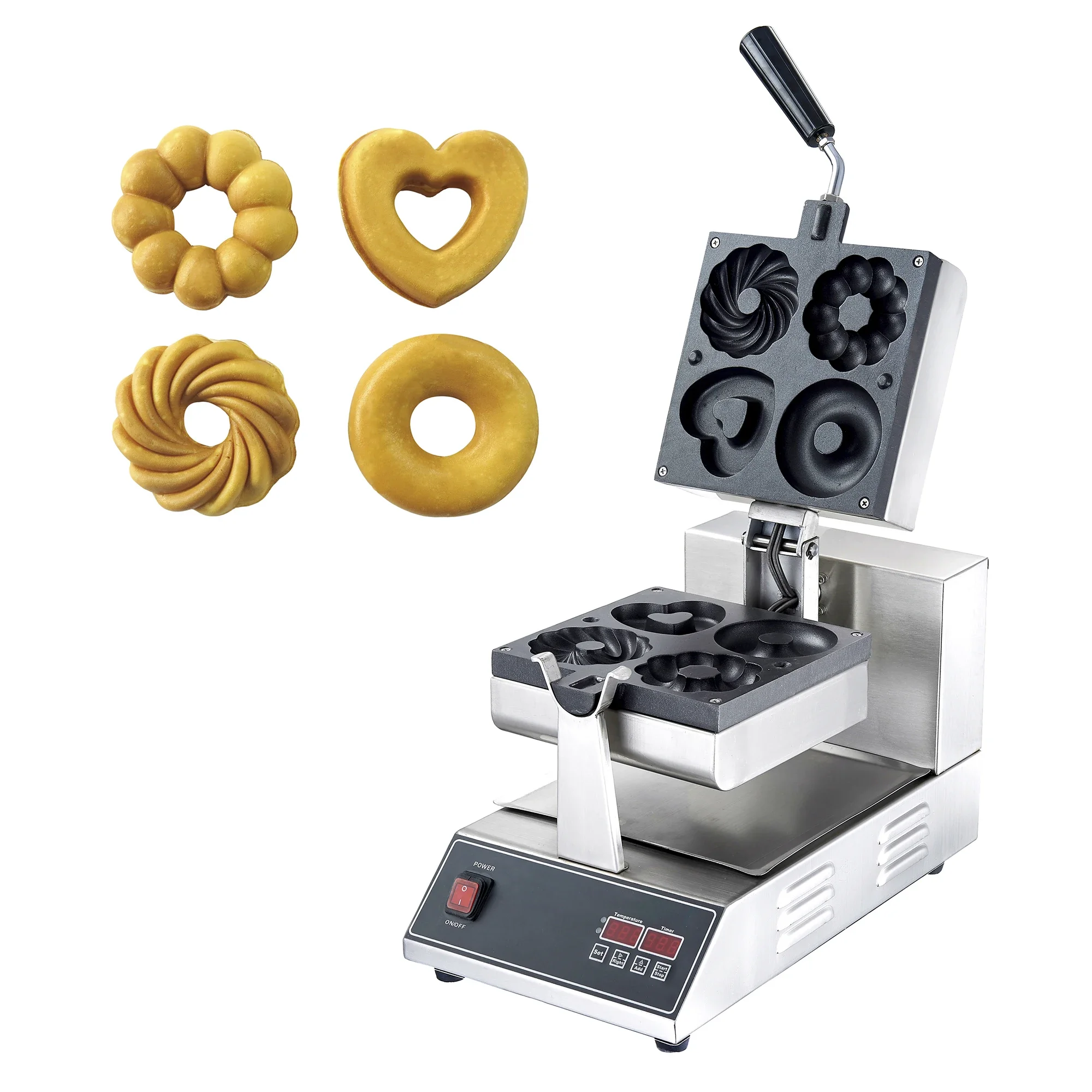 Hot Selling Commercial Electric Snack Machines Four Different Shapes Waffle Makers Donut Machine