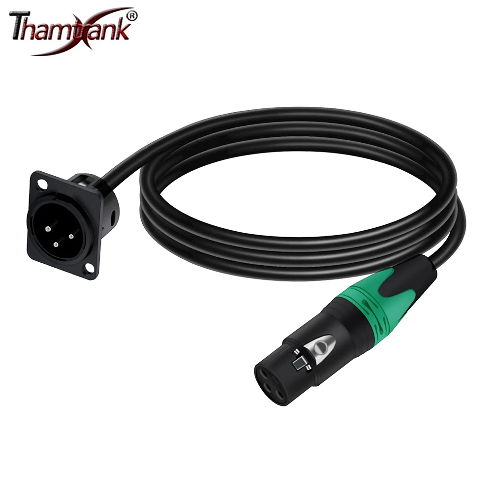 XLR Fixed Mount Cable Adaptor 3Pin XLR Female Plug to 3Pin Male Panel Mount Mic Socket Cable Connector, for Stage Lighting Mixer