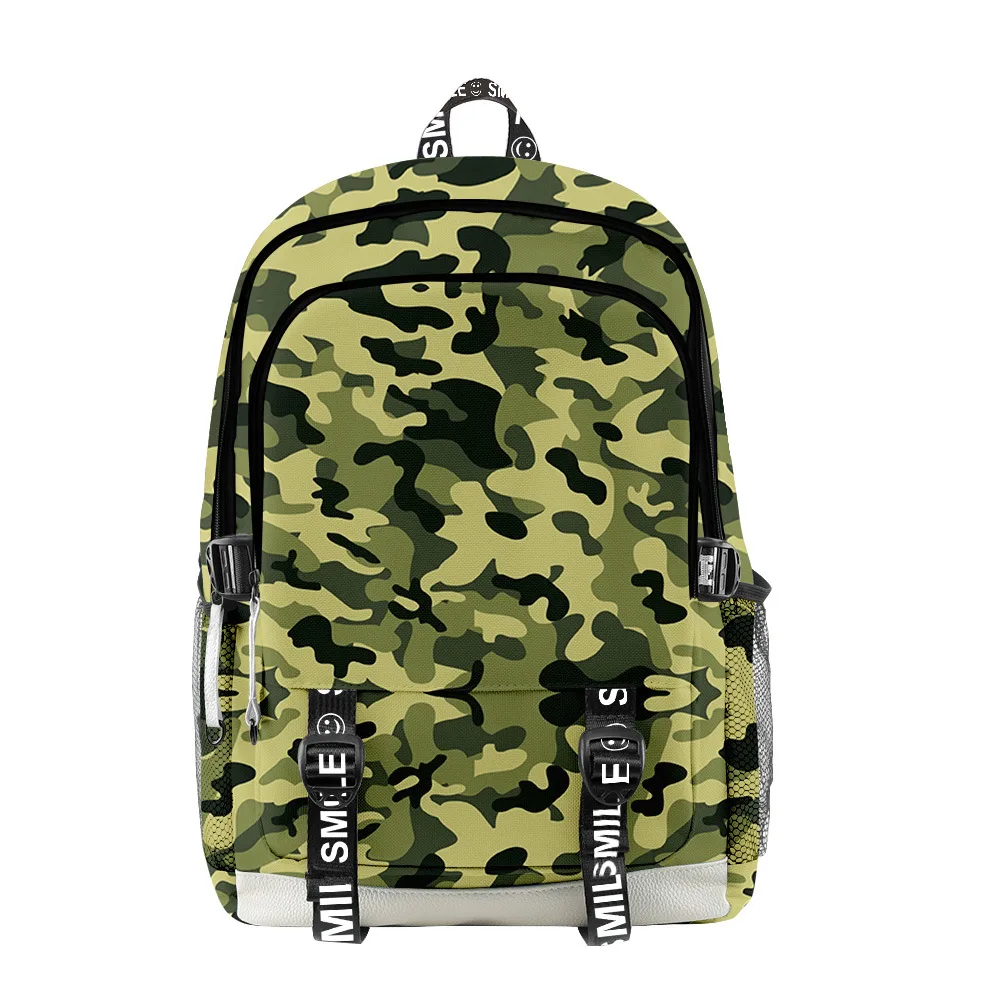 Harajuku Novelty Camouflage Pattern School Bags Unisex 3D Print Oxford Waterproof Notebook multifunction Travel Backpacks