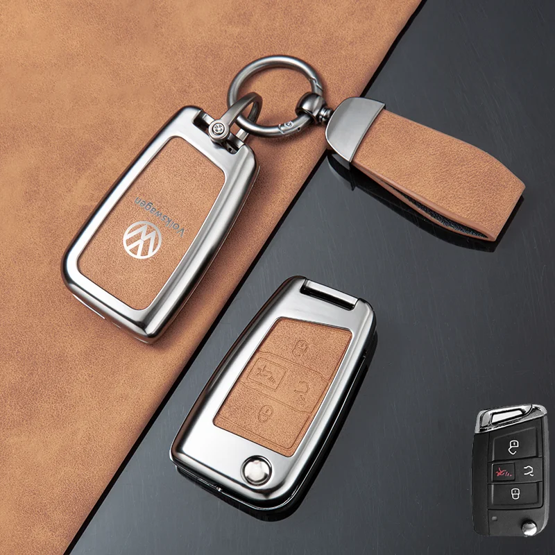 4Buttons Zinc Alloy Car Remote Key Case Cover Shell Holder For VW Volkswagen Atlas Golf GTI Jetta Tiguan Polo 2016 2017 Golf7 MK - view 3