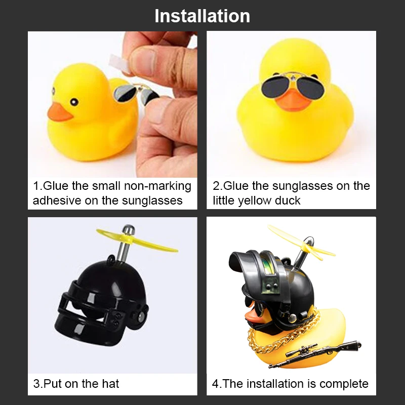 Car Cute Little Duck With Helmet Propeller Wind-breaking Wave-breaking Cartoon Duck Auto Ornaments Decoration Toy Without Lights