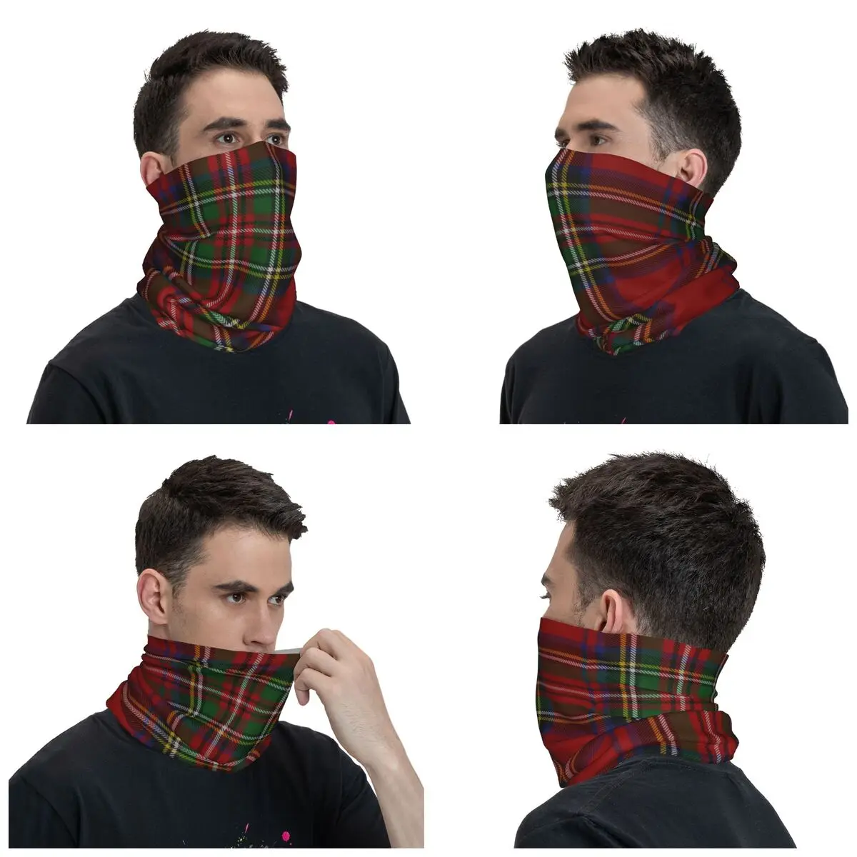 Custom Modern Classic Royal Tartan Plaid Bandana Winter Neck Warmer Men Windproof Wrap Face Scarf for Ski Gaiter Headband