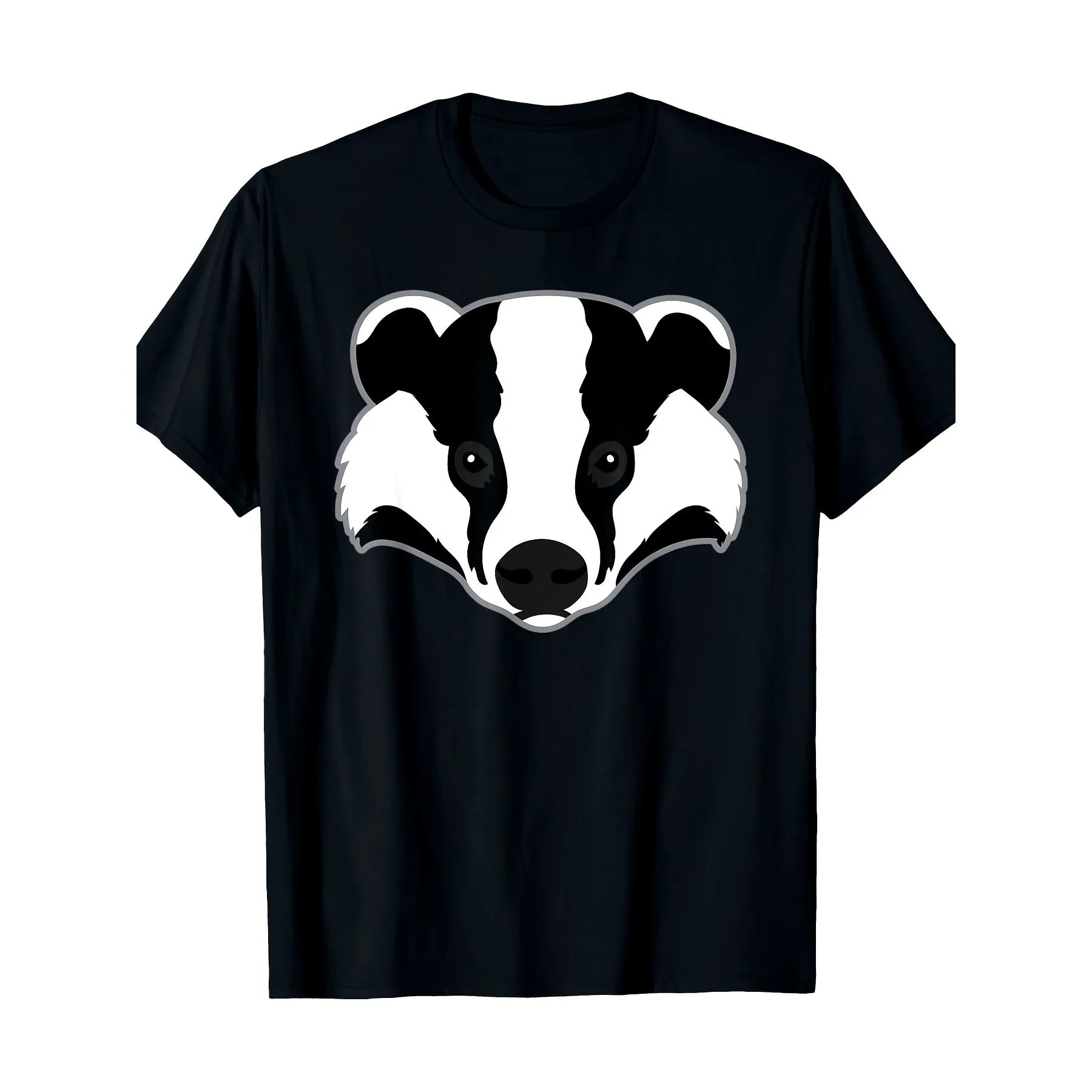 Fun Badger Face Graphic Tee for Men, Casual Round Neck T-Shirt for All Seasons