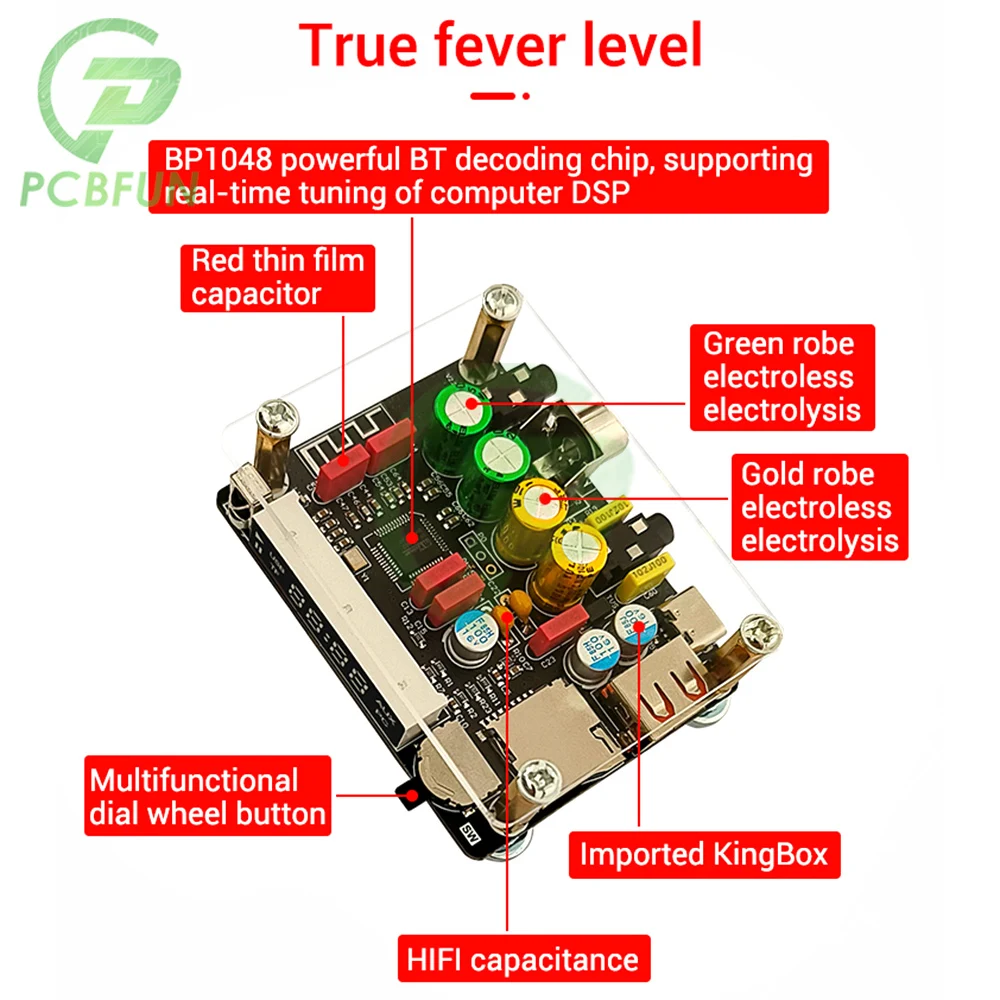 ZK-DAM-K1 DC5V DSP Tuning Preamp Bt Decoder Board Non-Destructive Fever U Disk Coaxial Sound Card TF Decoding Board