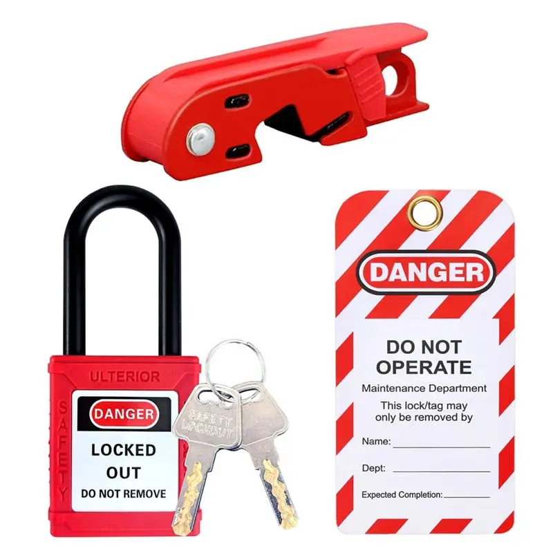 

ABZZ-Circuit Breaker Lockout Set, Circuit Breaker Lockout, Lockout Tagout Tag, For Standard Single And Double Toggles