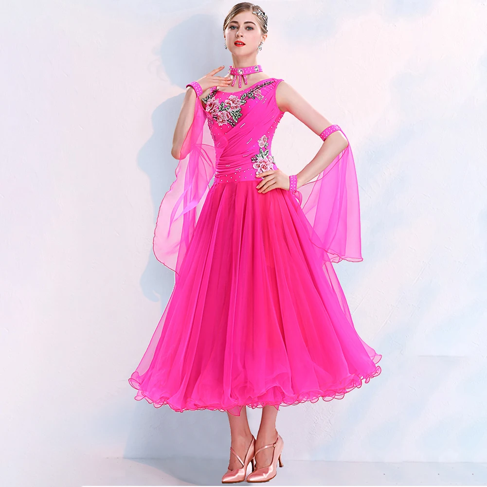 2024 high quality Waltz Dress Slip Dress Elegant Women\'s Large Swing Dress Round Neck Competition Modern Dance Dress