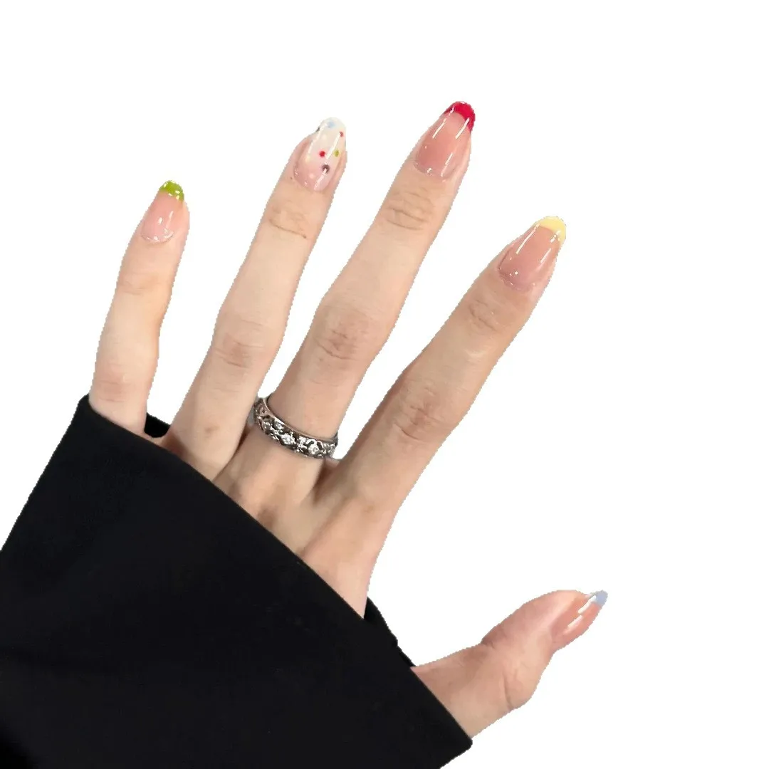 เล็บปลอมอะคริลิคแบบกดติด 3 มิติ ลายตาแมวเมทัลลิก สีนู้ดชมพูฟ้า แบบถอดได้