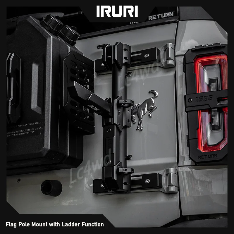 LC4WD 4x4 Exterior Accessories IRURI Aluminum Flag Pole Mount With Ladder Function For Ford Bronco 2021-2026 (Exclude Sport)