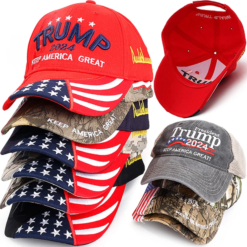 Hot Trump 2024 American Presidential Hat Make America Great Again Hat Donald Trump Republican Hat Cap MAGA Embroidered Mesh Cap