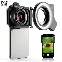 APEXEL Professional HD 10-20X Zoom Macro Lens with Fill Light, Portable Mobile Phone Photography Accessory for Most Smartphones