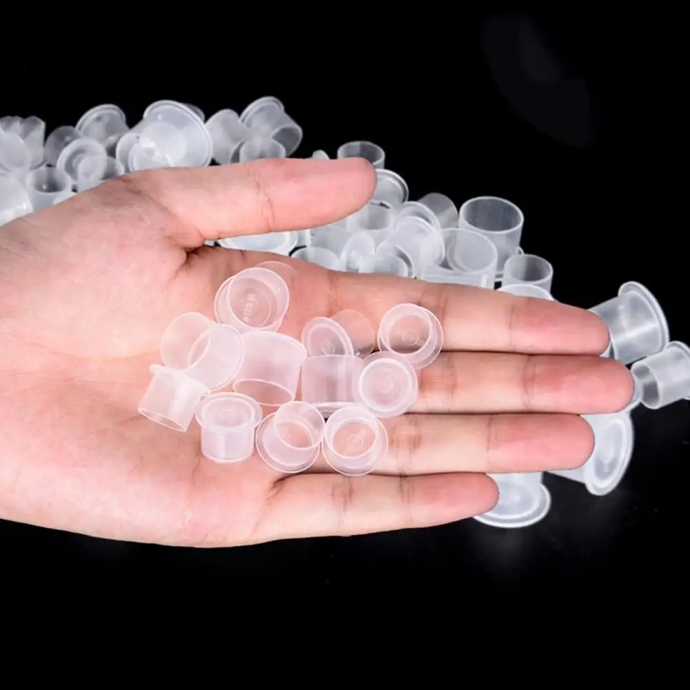 Tazze per inchiostro per tatuaggi usa e getta da 500 pezzi Porta inchiostro per tatuaggi in plastica Piccola tazza per inchiostro per tatuaggi con base ad anello per studi di artisti delle unghie