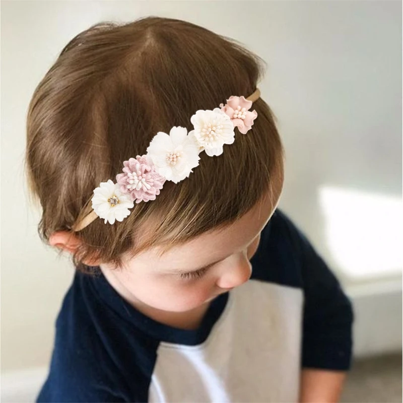 Artificial Flower Baby Headband Hundred Day Newborn Infant Toddler for Baby Shower Little Girls Photograph Props Present Supplie