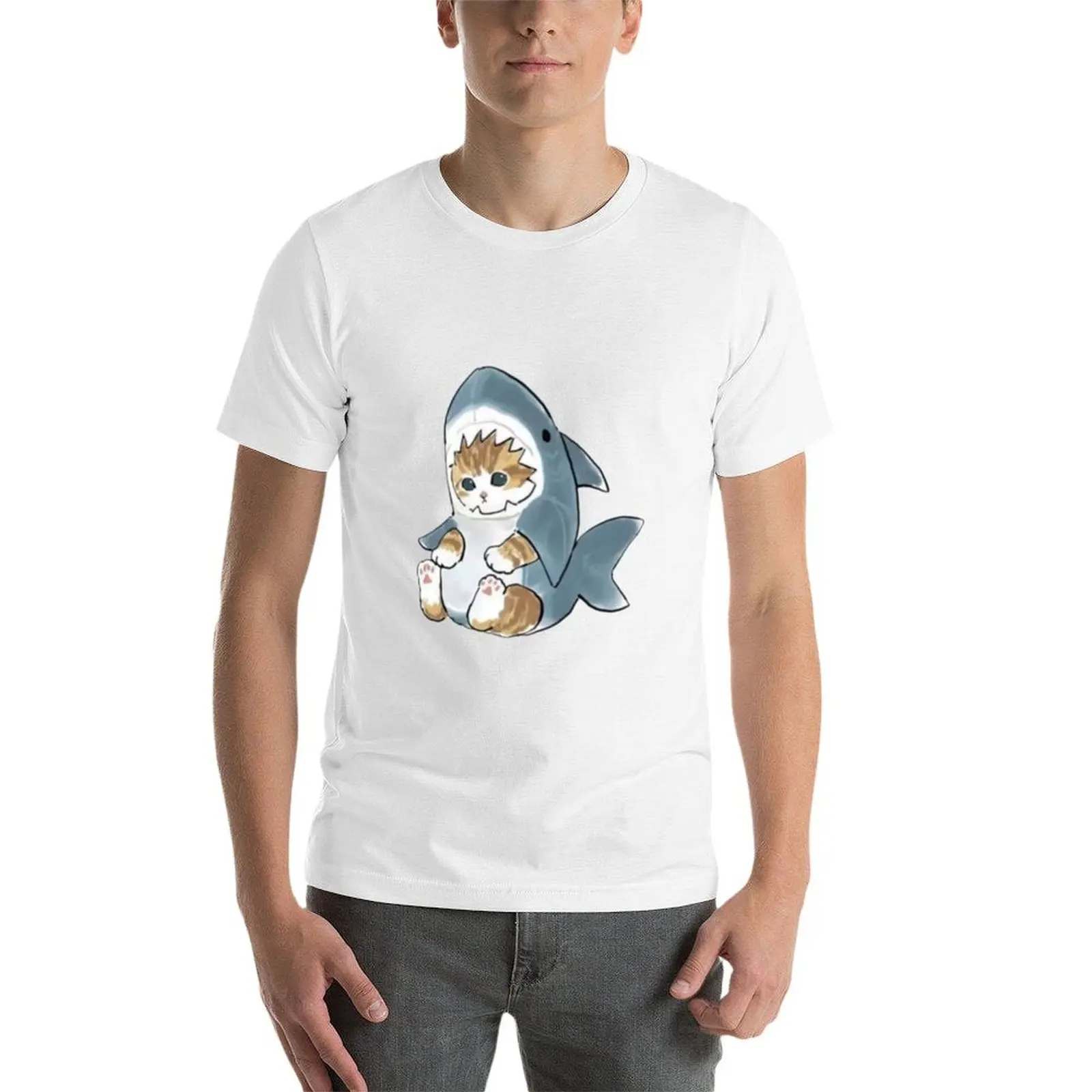 Kawaii cat shark T-Shirt Gym Wear Breathable Short Sleeve Tee view 3