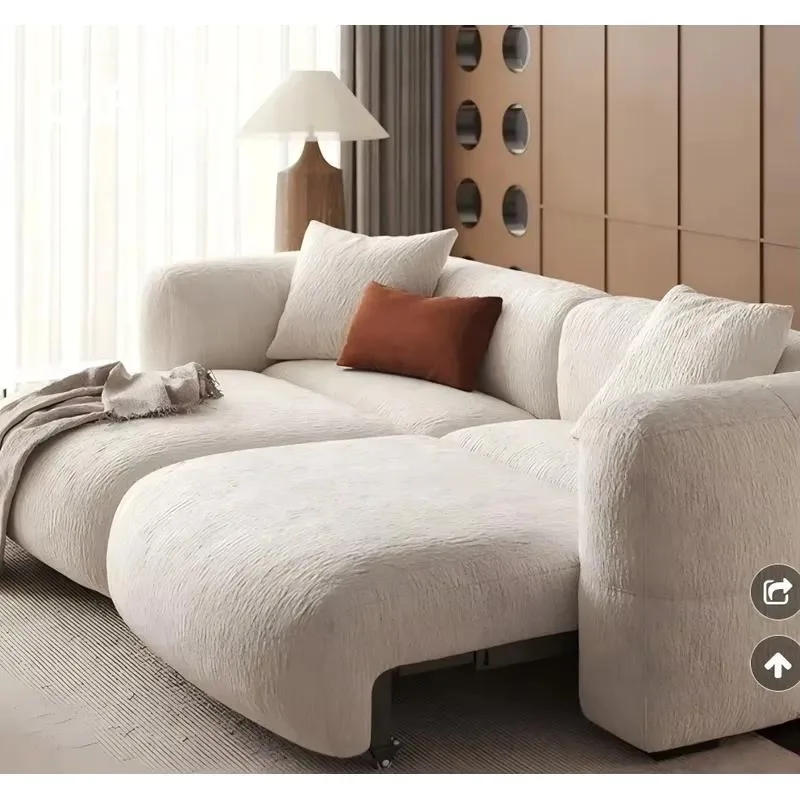 Simple style electric function sofa bed, electric flat push sofa, Belgian imported chenille fabric soft sofa