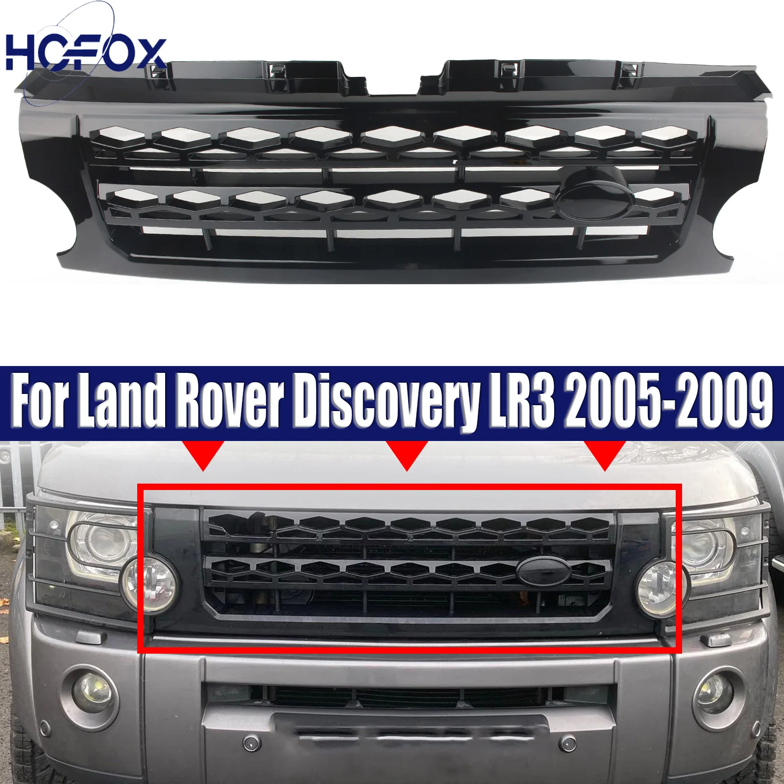 

Front Bumper Air Intake Radiator Grille Grill For Land Rover Discovery LR3 2005-2009 ABS Grille Front Bumper Mesh Grille