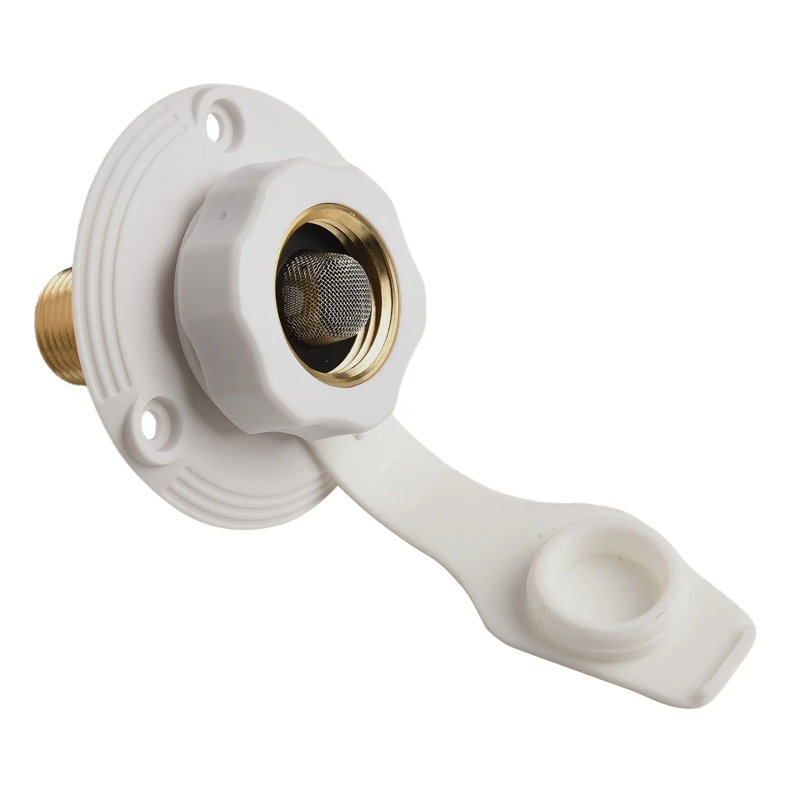 

Simplified Hose Attachment Process Using the Sturdy RV City Water Inlet Featuring an Integrated Check Valve Assembly