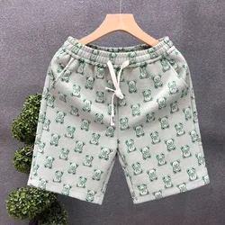 Summer Men Motion Elastic Waist New Pure Cotton Little Bear Printing Large Size Multicolor Loose Comfortable Korean Shorts