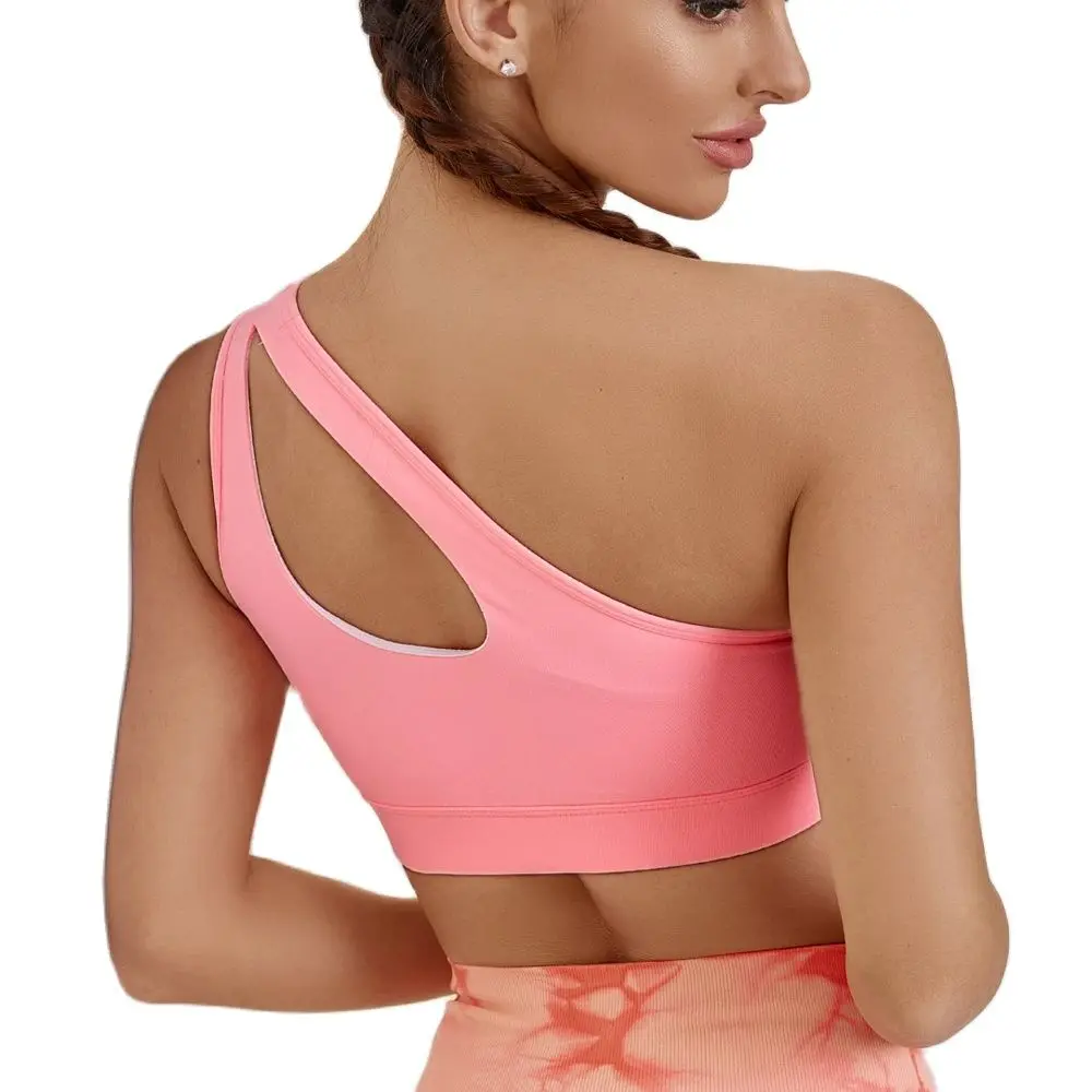 One-shoulder Sports Underwear Fitness Yoga Quick-drying Shock-proof Vest Running Bra for Women