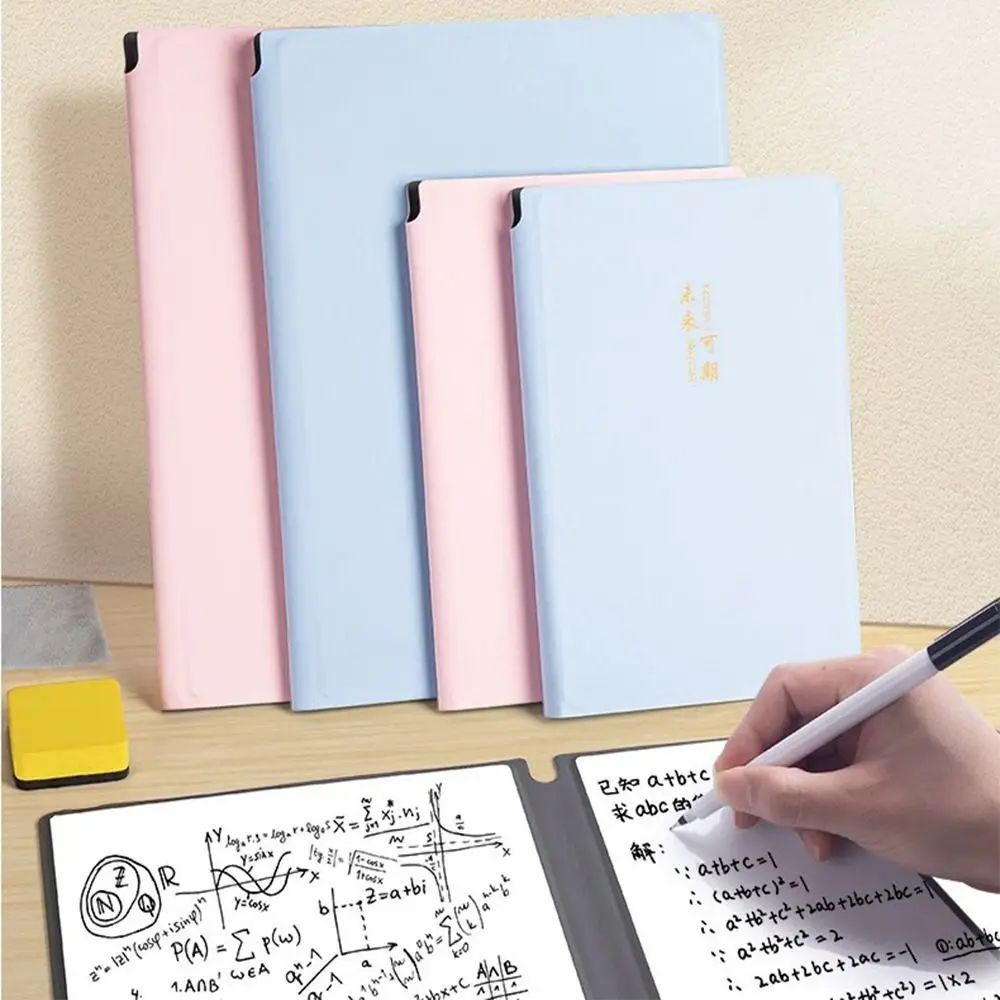 A4/A5 Whiteboard Notebook Reusable Erasable Memo Pad With Whiteboard Pen Erasing Cloth Leather Weekly Planner Office Notebooks