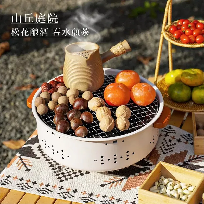 Portable Tea & BBQ Charcoal Stove Set | Outdoor Furnace for Camping, Boiling Tea, Grilling