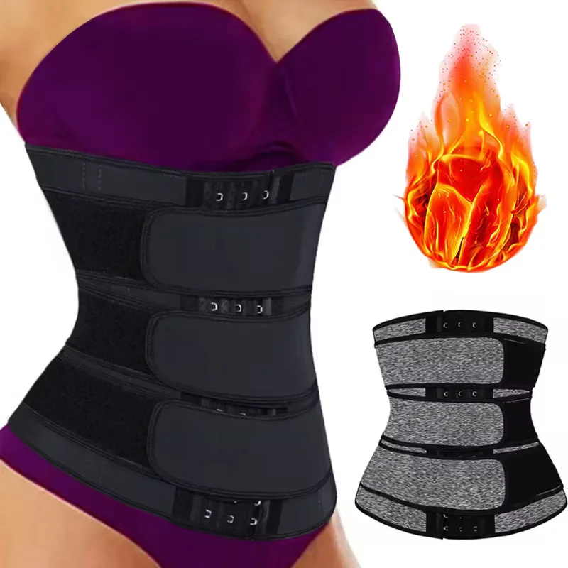 Women's Adjustable Breasted Tummy Control Waist belt Hook Workout Sweat Sauna Effect Body-shaped Fitness Sports Waist Trainer