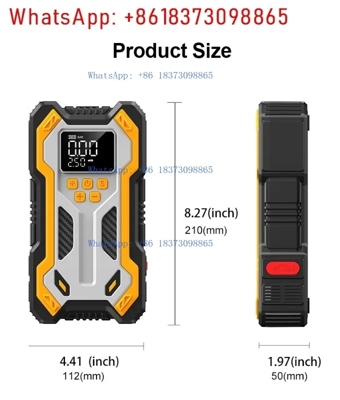 

Car Jump Starter With A-ir Compressor LCD Screen 6000mAh Portable Booster Charger Powerful Car Starting Devi