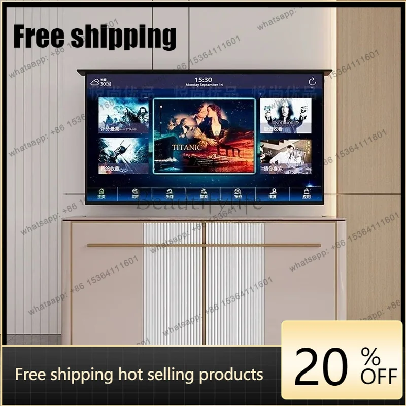 jj4 Best Seller Yj9 Italian Light Luxury 55-65-75 Inch Hidden Electric Remote Control Lift Modern Simple Integrated TV Cabinet