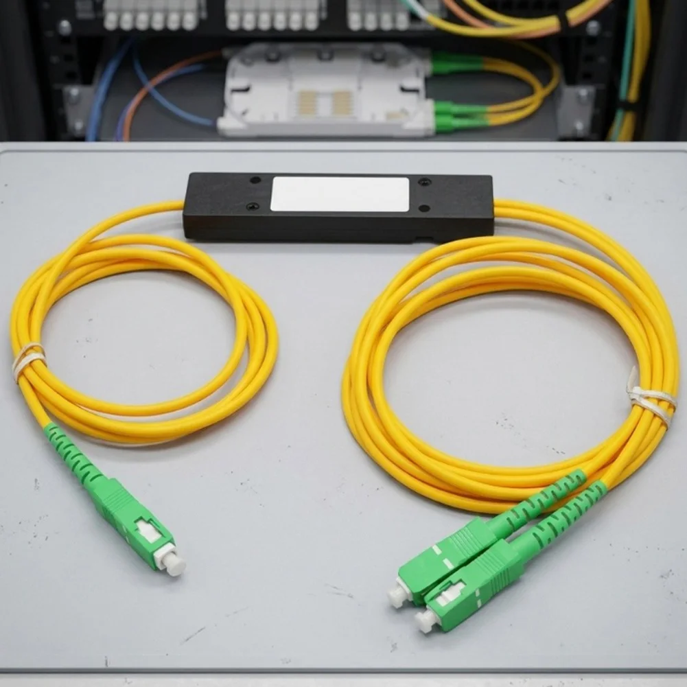 For SC For APC Fiber Optical Splitter 1x2 for Passive Optical Network with Low Insertion Loss 1310/1550nm ABS Housing