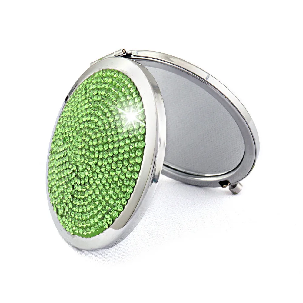 Mini Pocket Mirror Beauty Cosmetic Mirror Rhinestone Foldable Compact Mirror Portable Double-Sided Folding Cosmetic Mirror