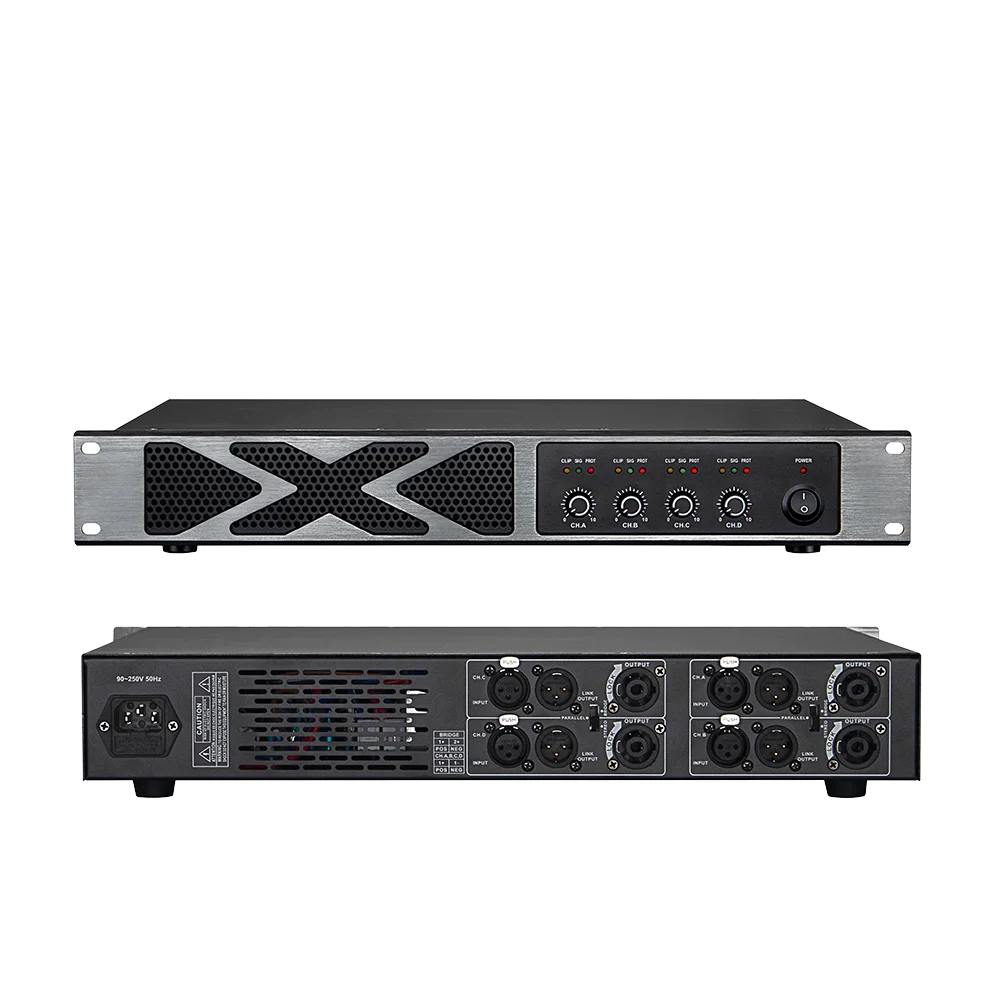 XTUGA X-4.8 Professional 800W*4 4-Channel Power Amplifier with High Quality Audio Class D for Club DJ Karaoke Stage