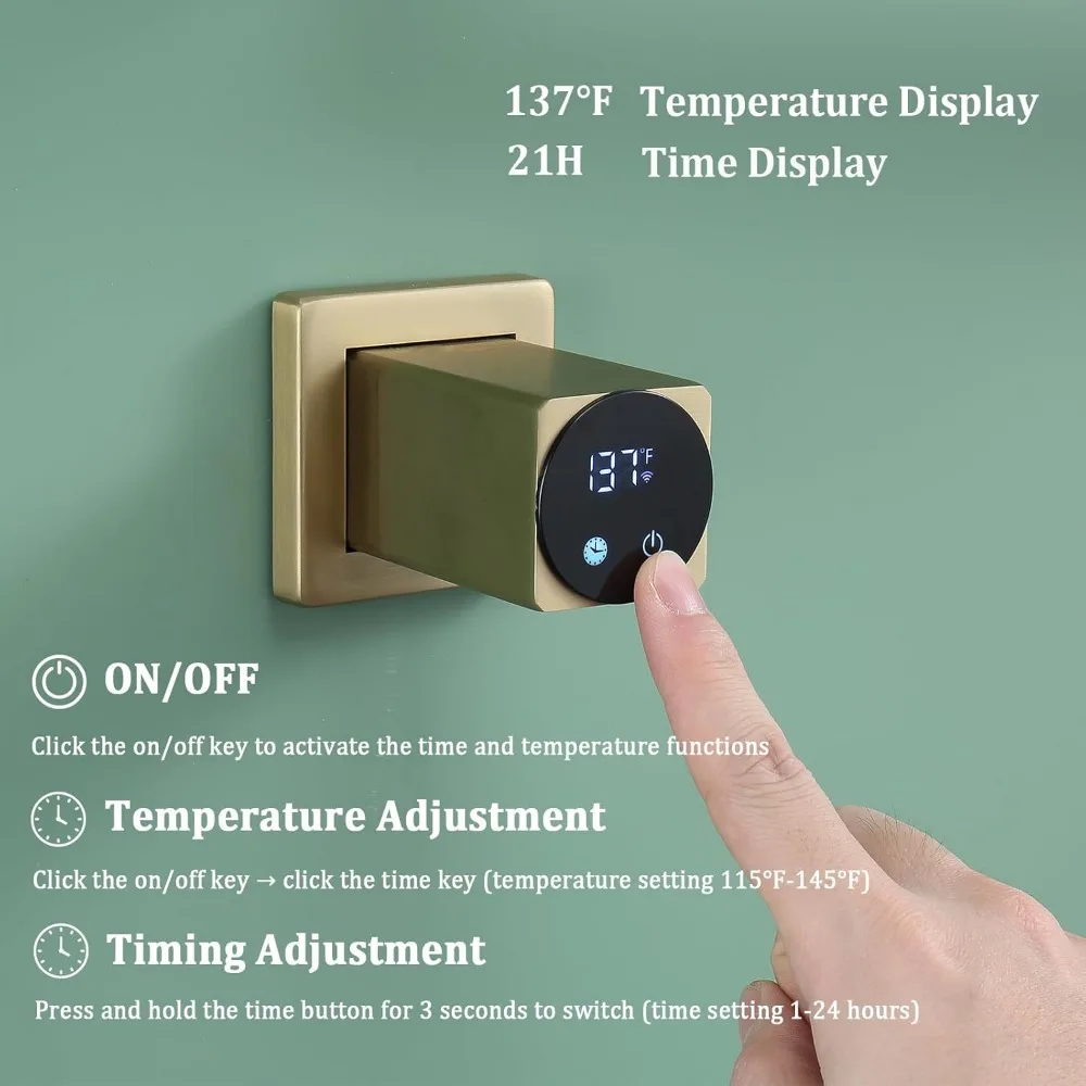 Heated Rack Brushed Gold 93W Smart WiFi Warmer 180° Rotatable Rack Built-in Timer, 115°F—145°F, 5 Bars