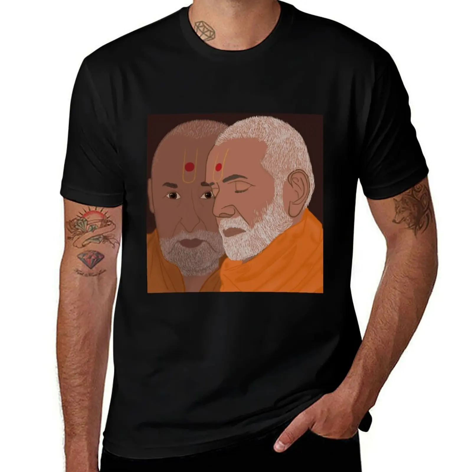 Mahant Swami Maharaj and Pramukh Swami Maharaj T-Shirt t shirts for man cotton funny T-Shirt