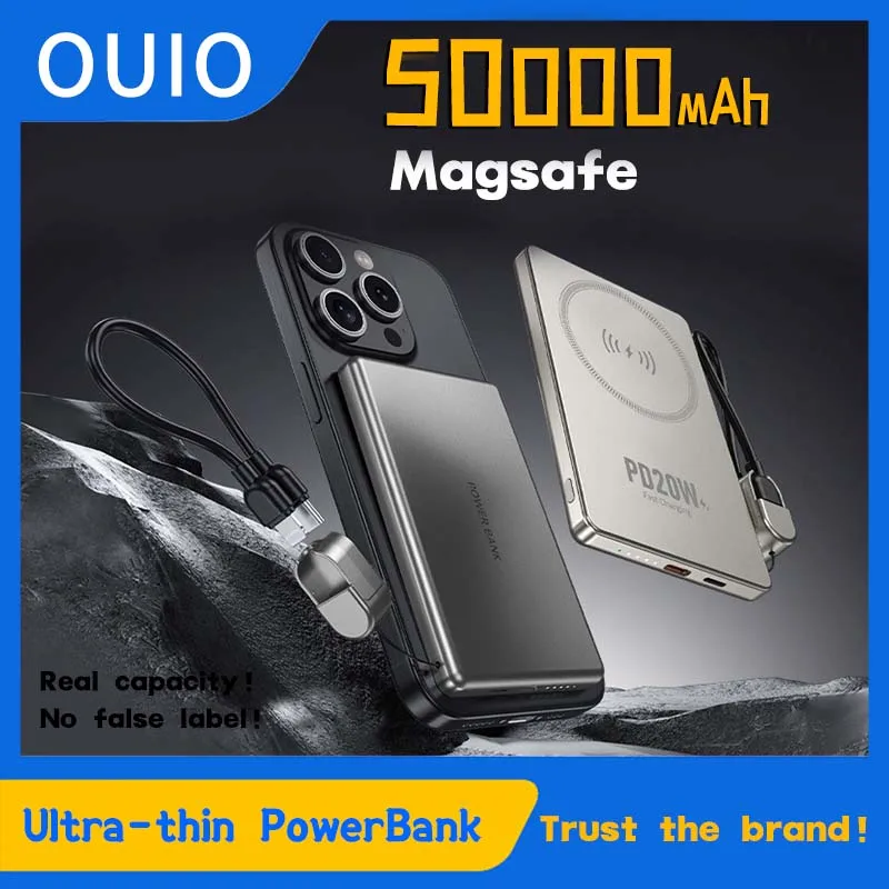 

PD20W Magnetic Power Bank 50000mAh Large Capacity Wireless Magnetic Fast Charger Portable Power Supply for iPhone Samsung Xiaomi