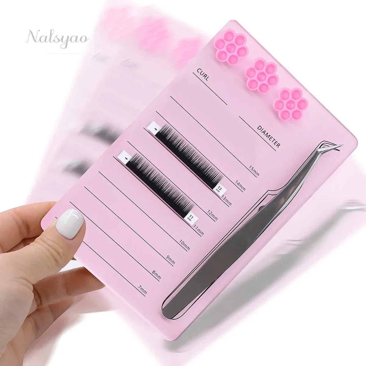 Magnetic Acrylic Eyelash Extension Scale Holder with Glue Pallet Cup False Eyelashes Pad Lash Makeup Tools Wholesale