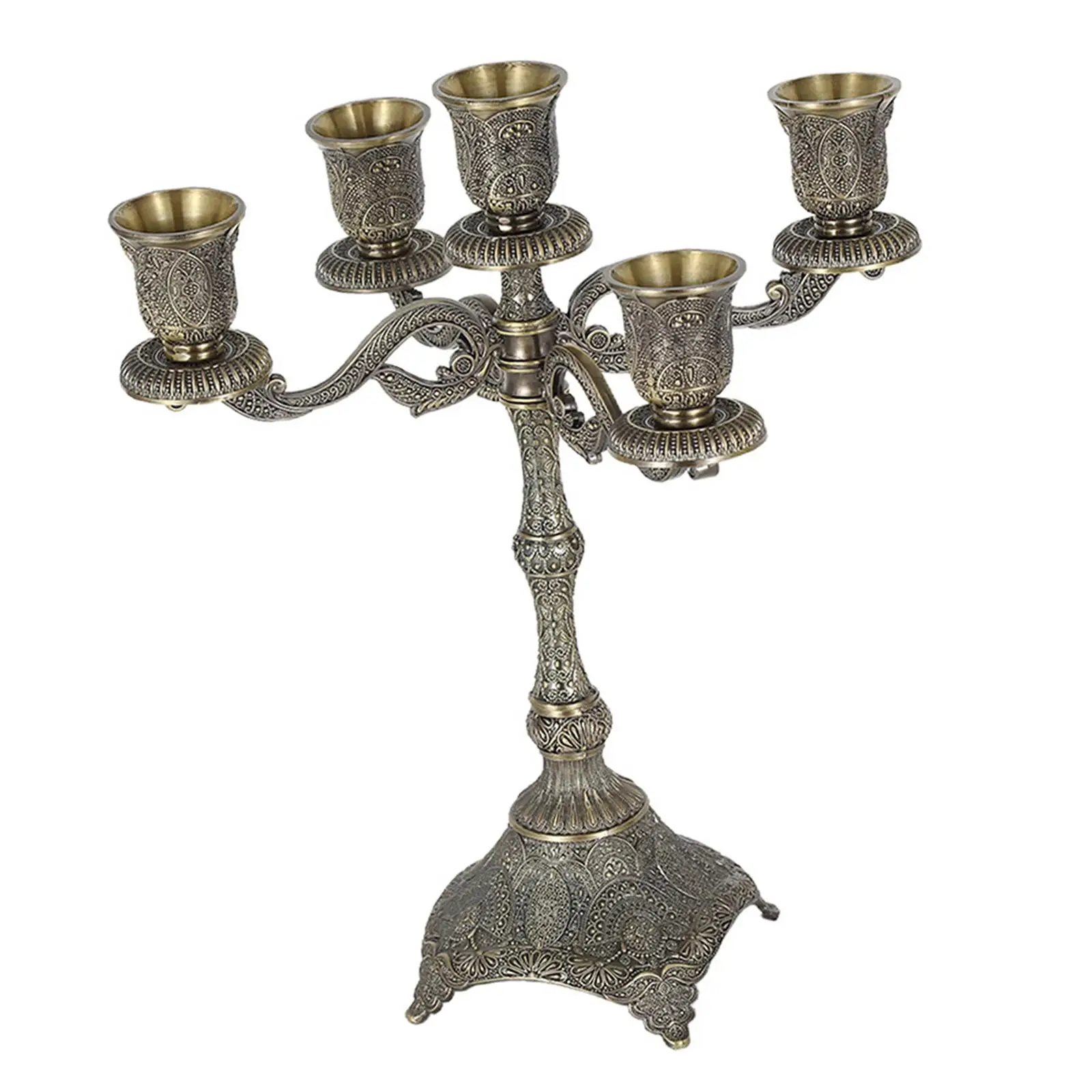 Decorative Zinc Alloy Candle Candelabrum Taper Candlestick Centerpiece for Holiday Table Home Christmas Party