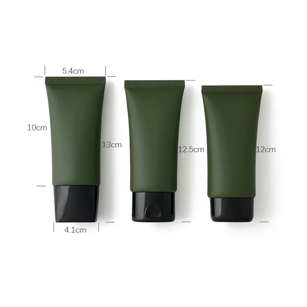 60g 60ml Matte Green Soft Tube Empty Flat Oval Squeeze Bottle Cosmetics Hand Cream Foundation Lotion Refillable Container