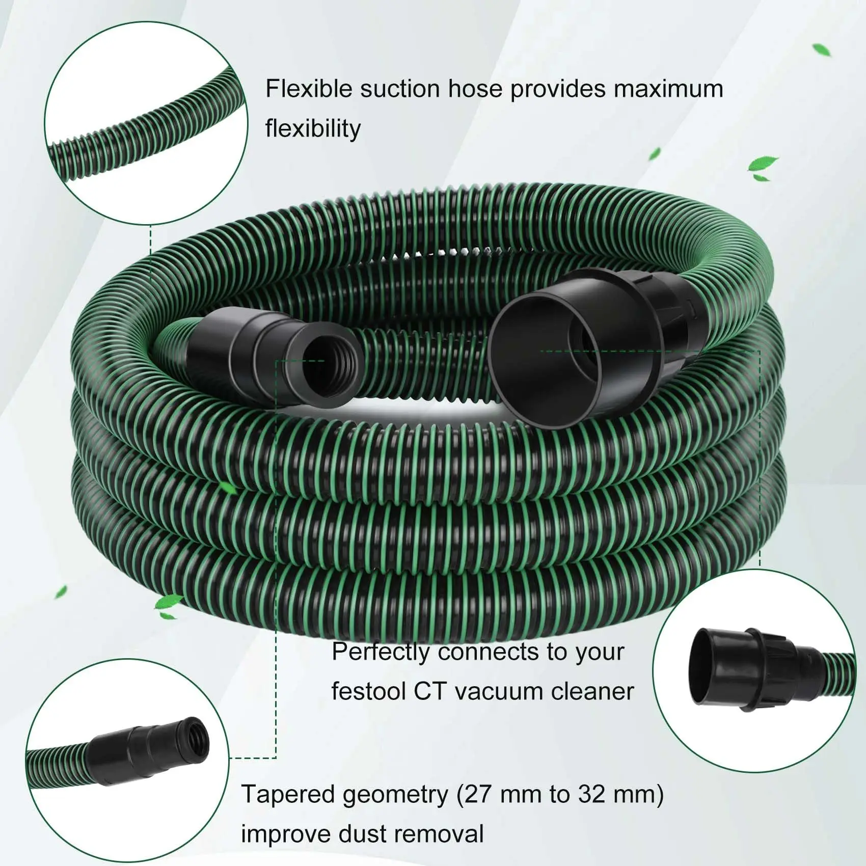 Manguera de 3,5 M, cubo de recolección de polvo aplicable, tubo de absorción de polvo para aspiradora eléctrica FESTOOL 577158 577159 500677