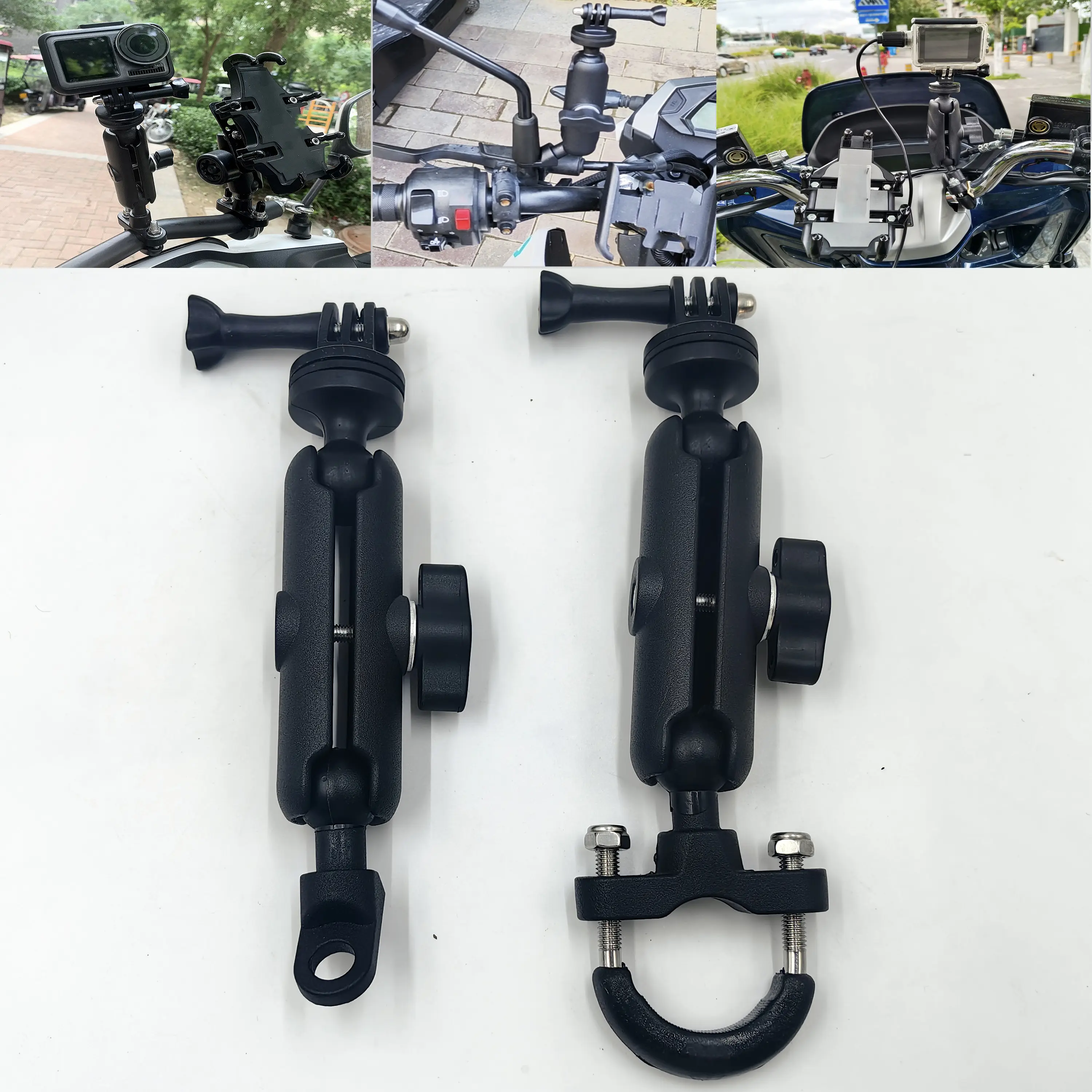 Suporte de bicicleta para motocicleta, para gopro 12 11 10 9 8, suporte de montagem de espelho para guidão, insta360 x3 x4 dji, acessórios para câmera de ação