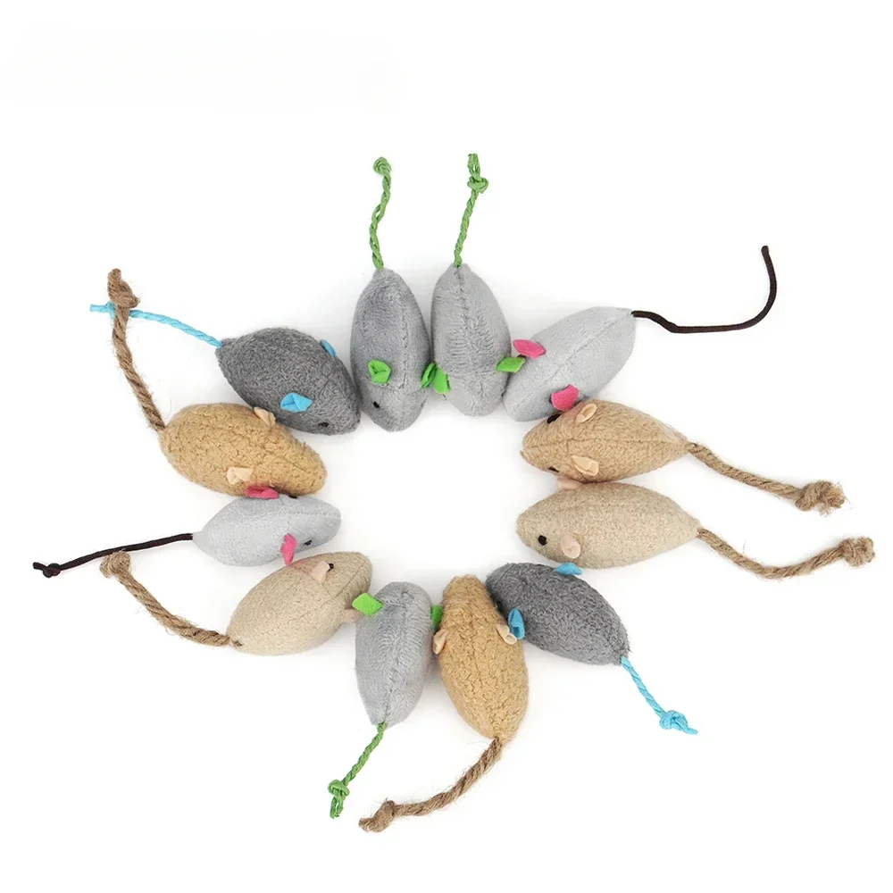 3/24Pcs Rattle Cat Mouse Toys Also Prefilled Catnip Faux Fur Cat Toys Interactive Cat Game Catnip Toys for Cats Pet Products