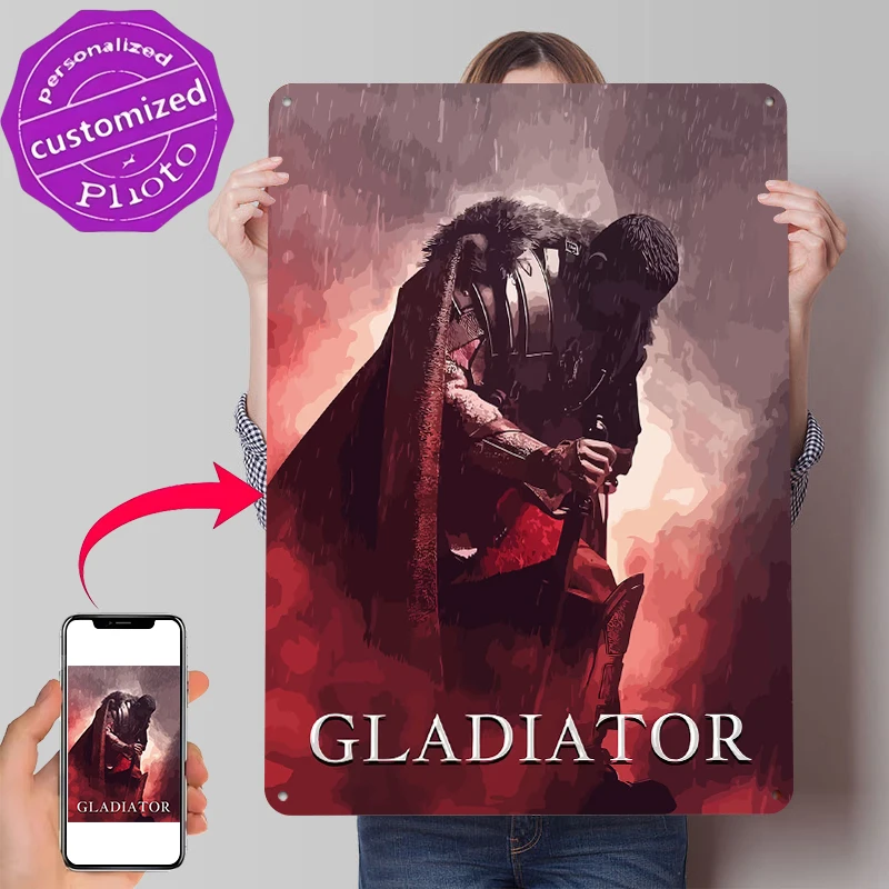 Gladiator Art Tinplate Poster Customized Wall Art Retro Vintage Metal Signs for Fans Decoration Bedroom Room Decorations Decor