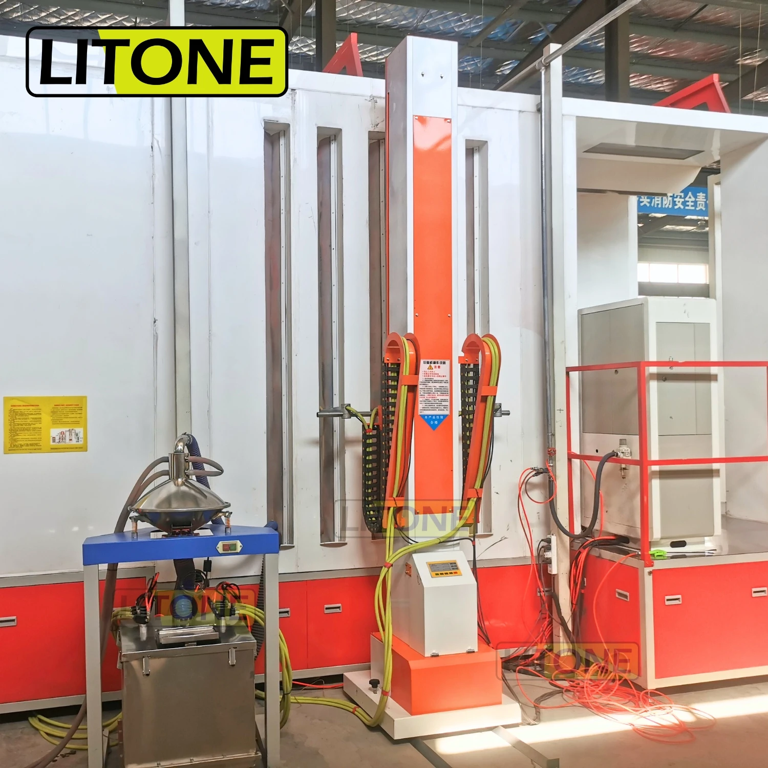 Semi-Automatic Fast Color Change Powder Coating Painting Spray Booth With Cyclone System Curing Oven Painting Equipment